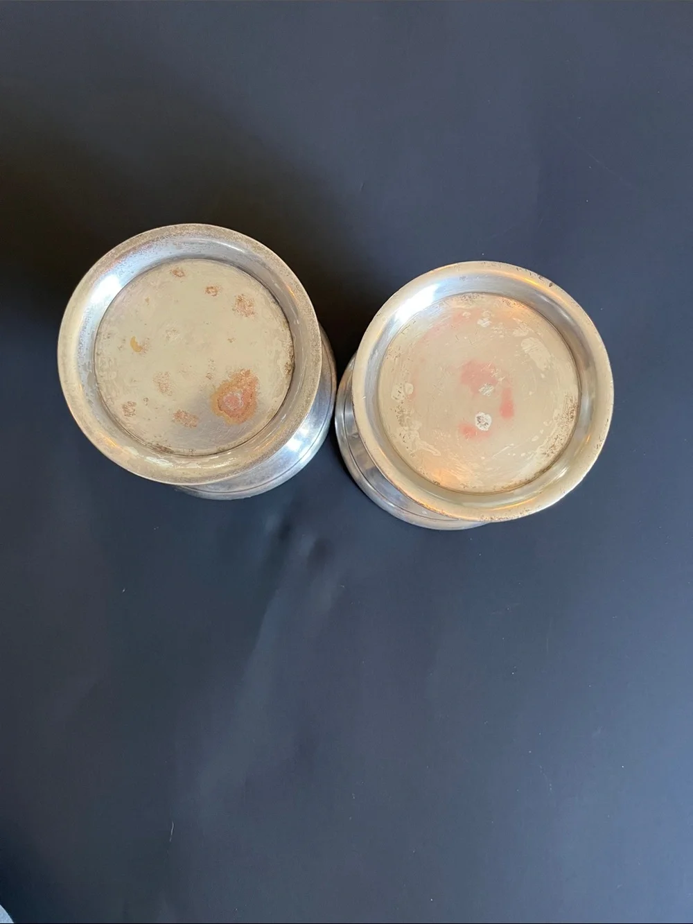 Crate&Barrel Silver Metal Pillar Candle Holders - Set of 2